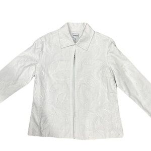 Chico's Elegant White Embroidered Blazer
